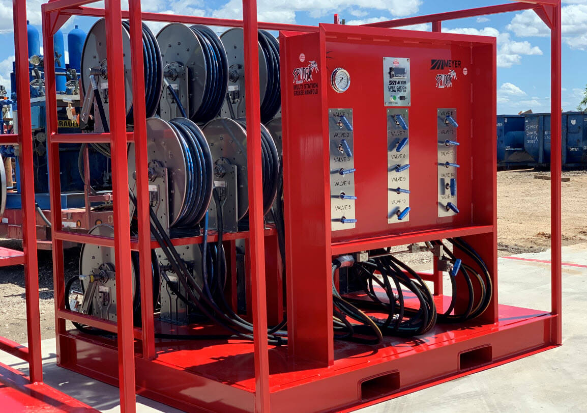 spyder grease manifold system used to support efficient lubrication during frac operations